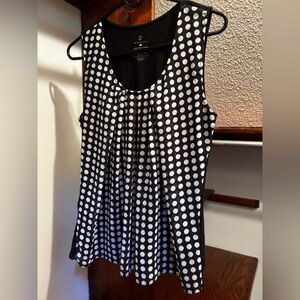 New York & Company Black and White Polka Dot Tank Top